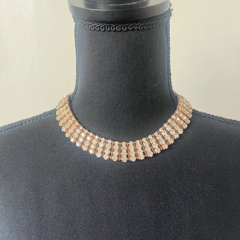 Vintage Rhinestone And Dark Gold Choker Necklace’s